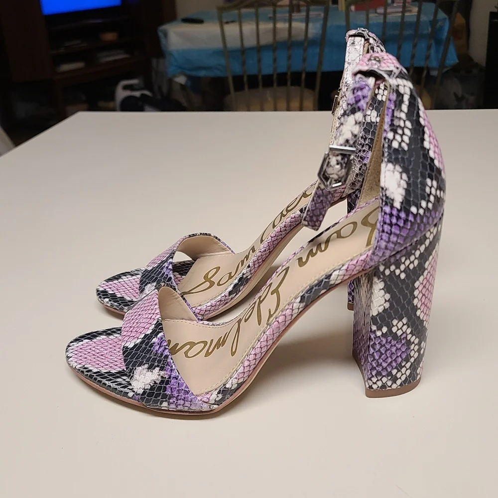 Sam Edelman Yaro snakeskin leather block heel sandals size 7 - Picture 6 of 12